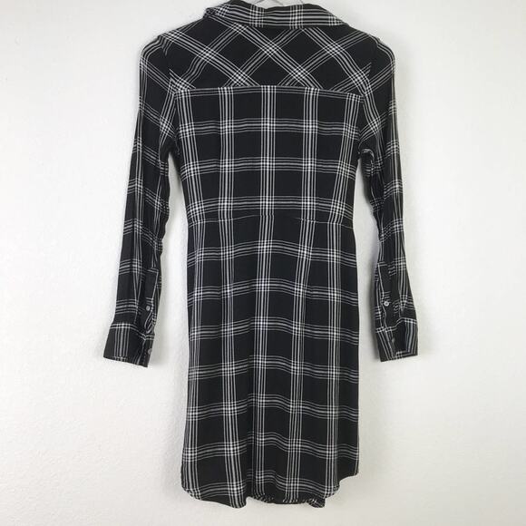 UNTUCKit for Her Tessa Plaid Wrap Tie Front Button Up Shirt Dress Black White 2 - Picture 2 of 13